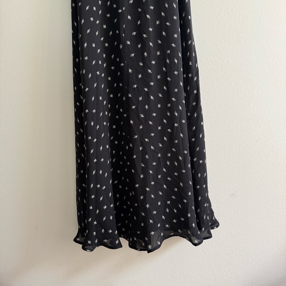 LAUREN Ralph Lauren Black Ditsy Floral 100% Silk Collared Maxi Button Up Dress 4 - Picture 12 of 12
